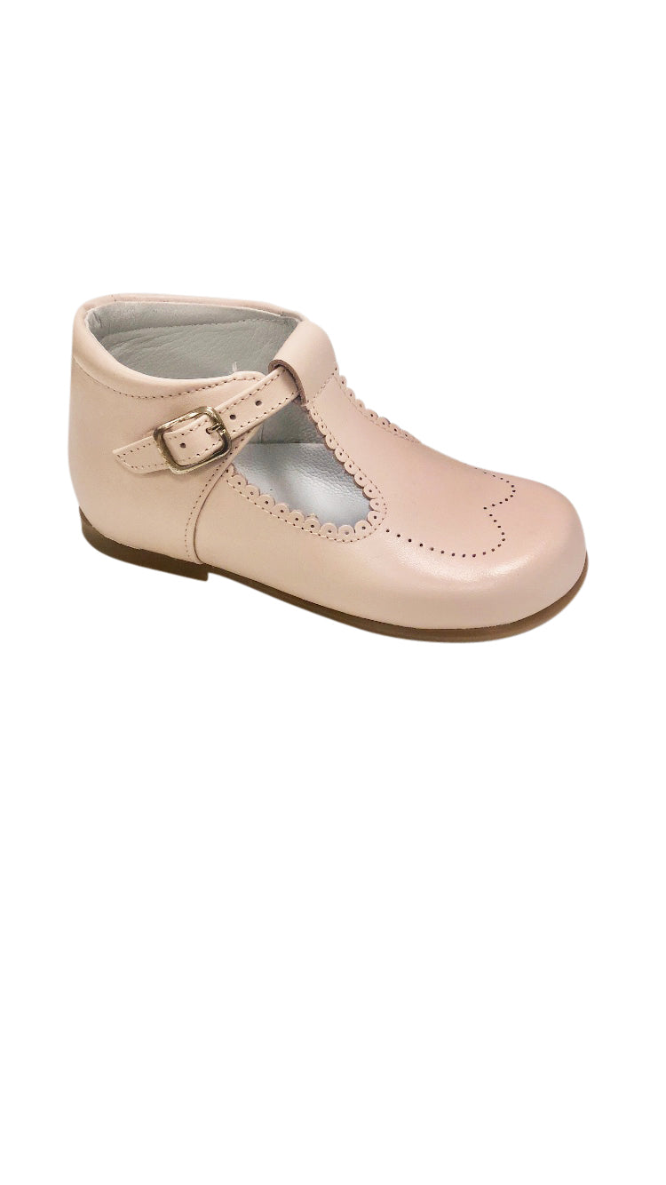 Baby Scalloped T Strap Light Pink - Born Childrens Boutique
