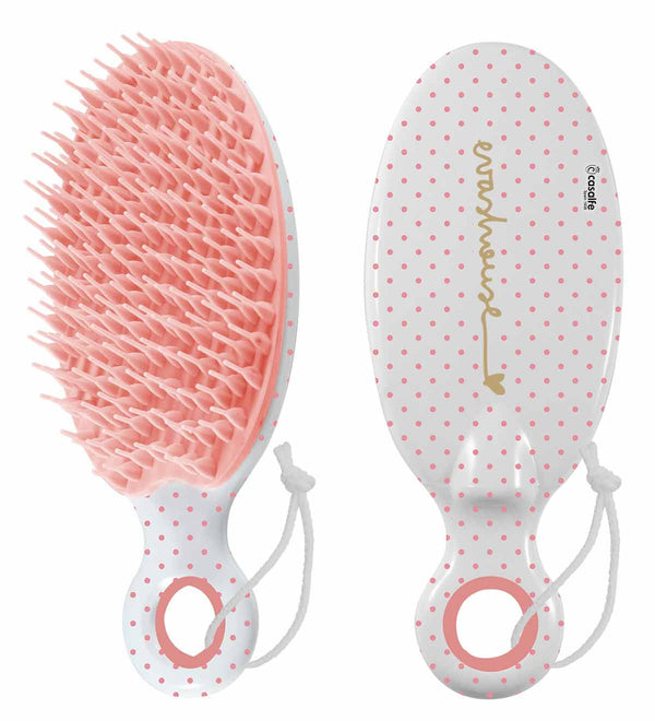 Detangle and Drain Hairbrush Baby Pink Polka Dot - Born Childrens Boutique