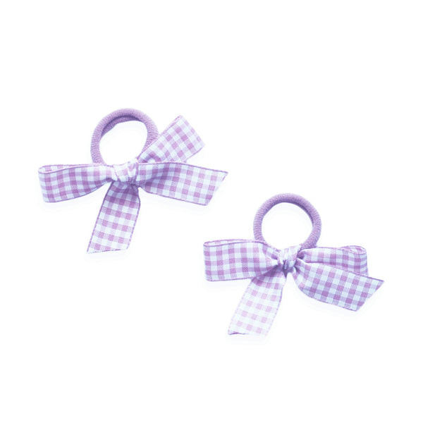 Gingham Hair Ties, Lavender - Born Childrens Boutique