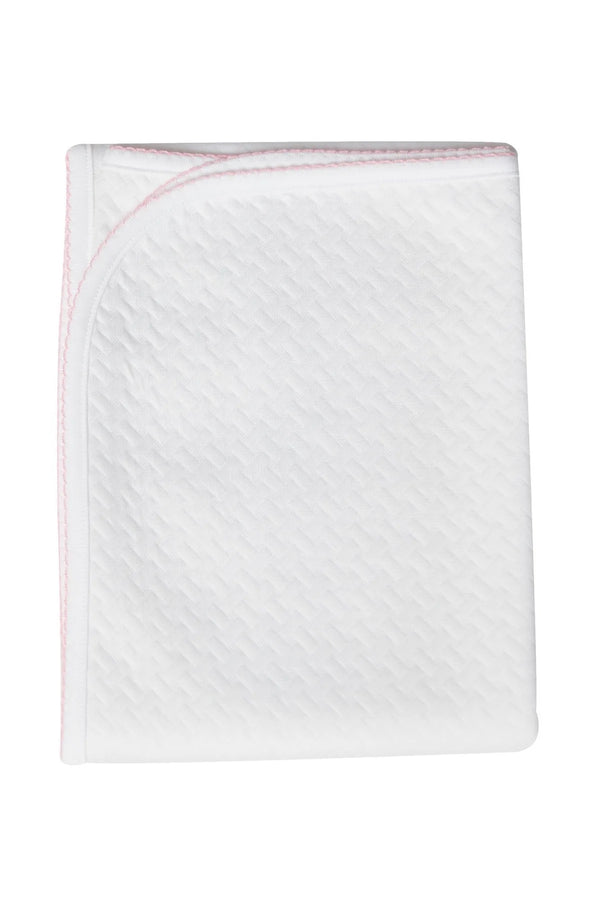 Basket Weave Blanket, Pink Trim - Born Childrens Boutique