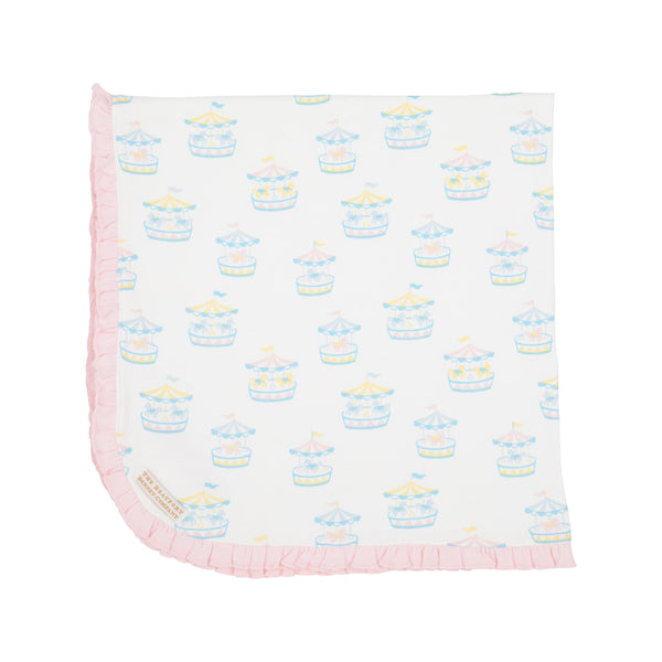 Baby Buggy Blanket Candy Stripe Carousel With Palm Beach Pink - Born Childrens Boutique