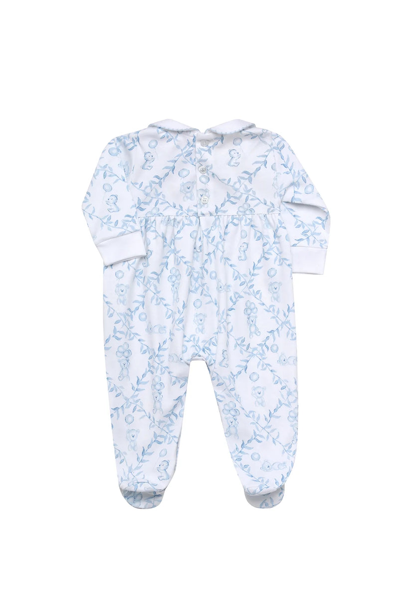 Blue Bears Trellace Smocked Footie - Born Childrens Boutique