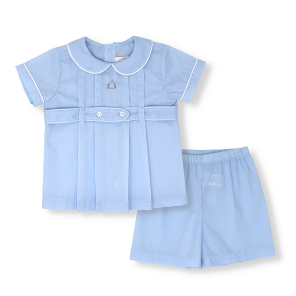 Pre-Order Benton Short Set -Blue Batiste - Born Childrens Boutique