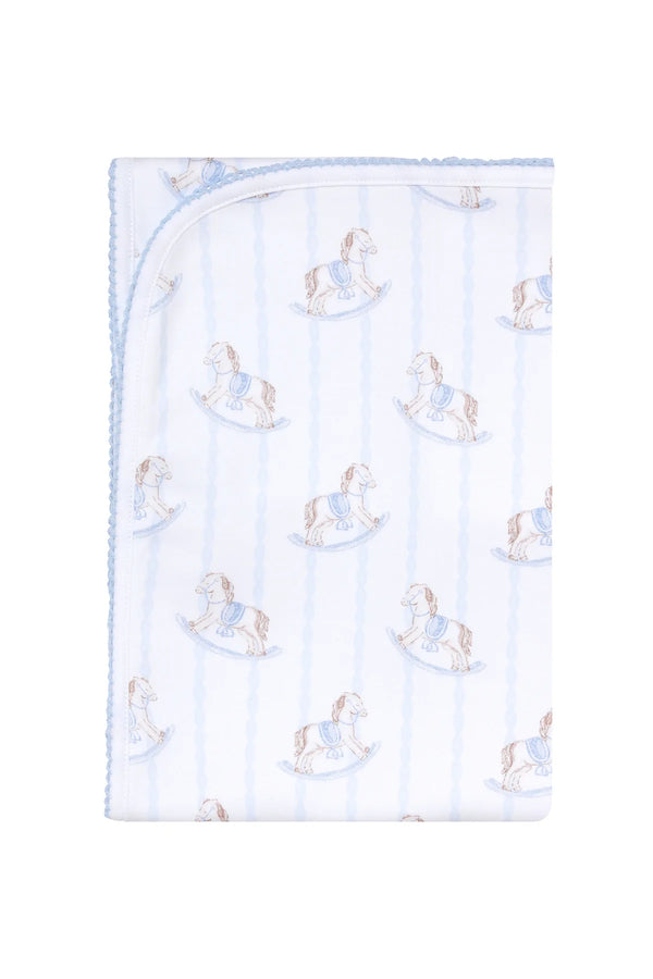 Blue Rocking Horse Blanket - Born Childrens Boutique