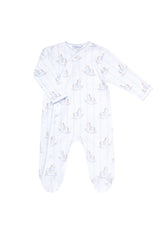 Blue Rocking Horse Crossover Footie - Born Childrens Boutique