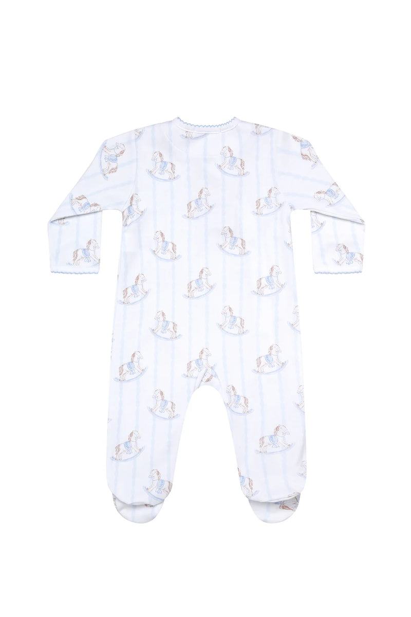 Blue Rocking Horse Crossover Footie - Born Childrens Boutique