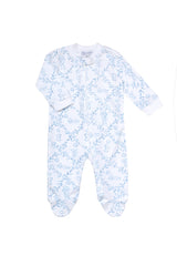 Blue Bears Trellace Zipper Footie - Born Childrens Boutique