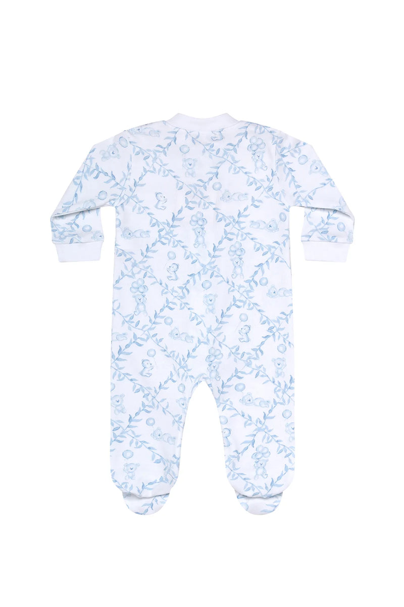 Blue Bears Trellace Zipper Footie - Born Childrens Boutique