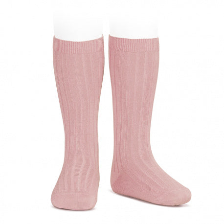 Ribbed Knee Socks (Rose) - Born Childrens Boutique