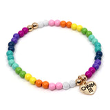 Charm It! Gold Rainbow Stretch Bead Bracelet - Born Childrens Boutique