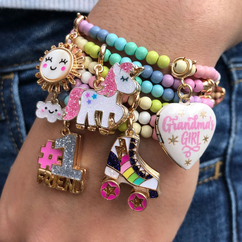 Charm It!, Gold Rainbow Rollerskate Charm - Born Childrens Boutique