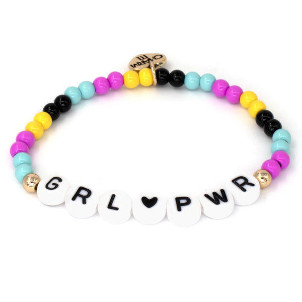 Charm It! Gold Girl Power Stretch Bead Bracelet - Born Childrens Boutique