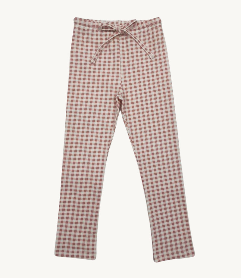 Pre-Order Tessa Knit Legging - Pink Gingham - Born Childrens Boutique