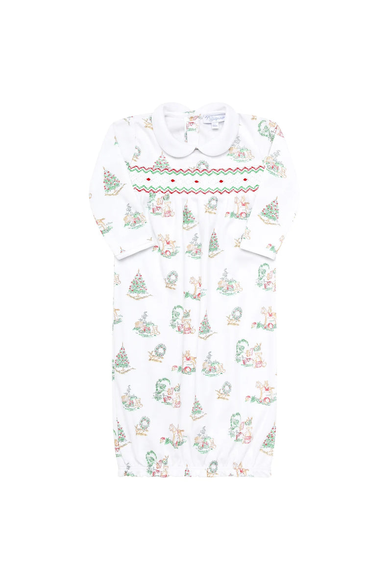 Christmas Toile Smocked Gown - Born Childrens Boutique