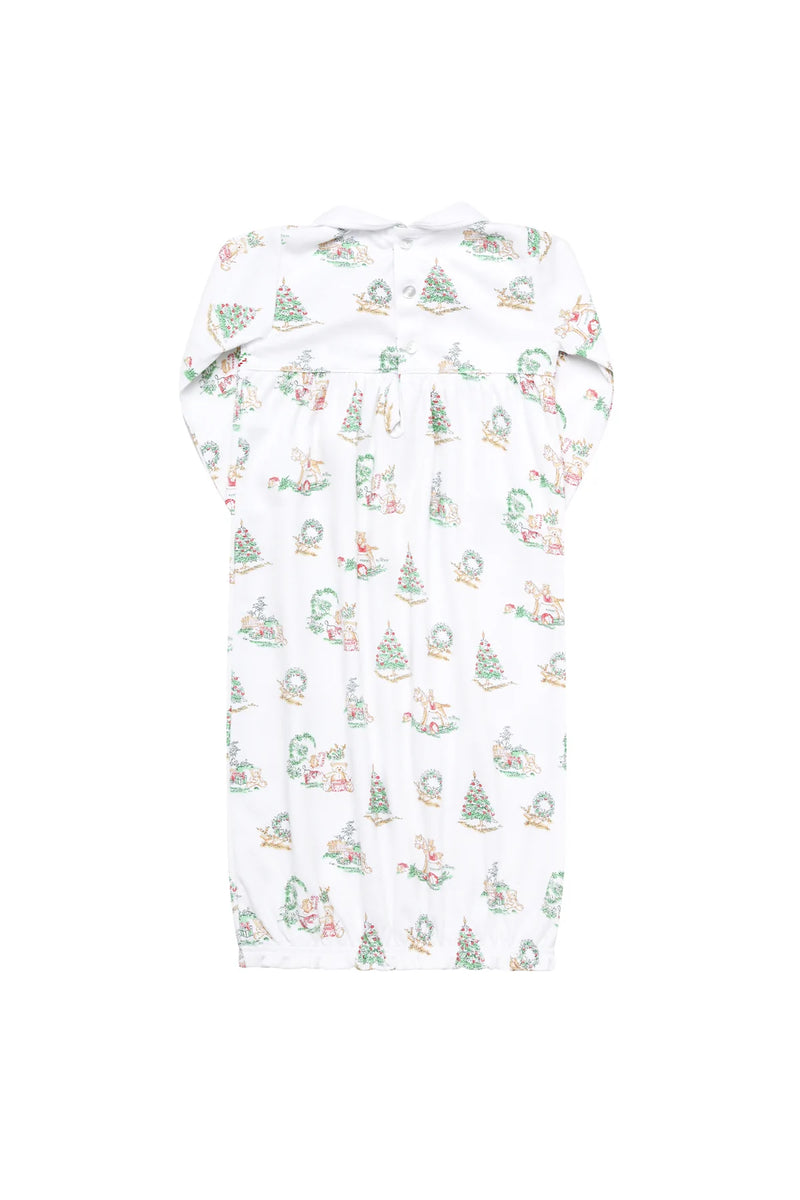 Christmas Toile Smocked Gown - Born Childrens Boutique