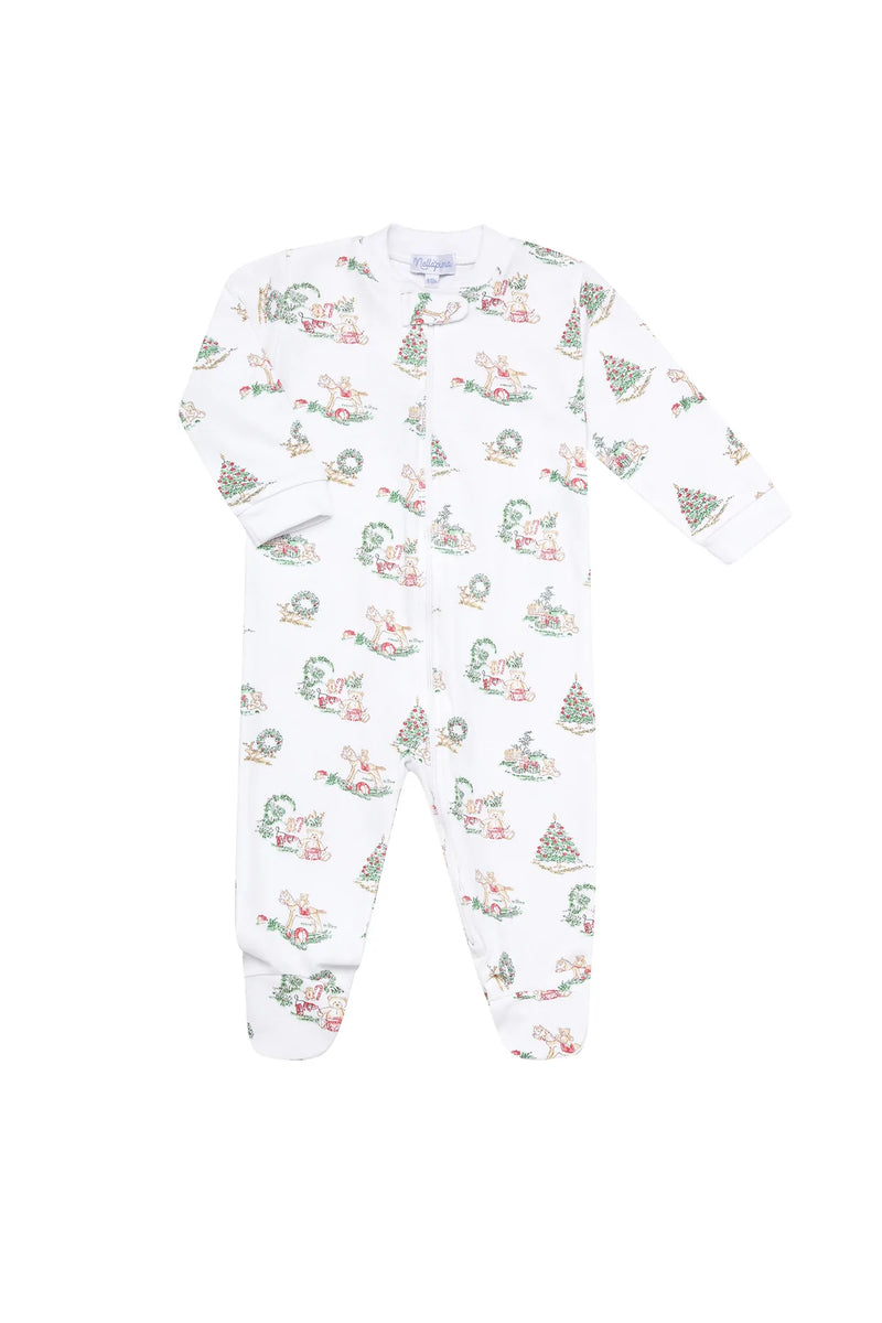 Christmas Toile Zipper - Born Childrens Boutique