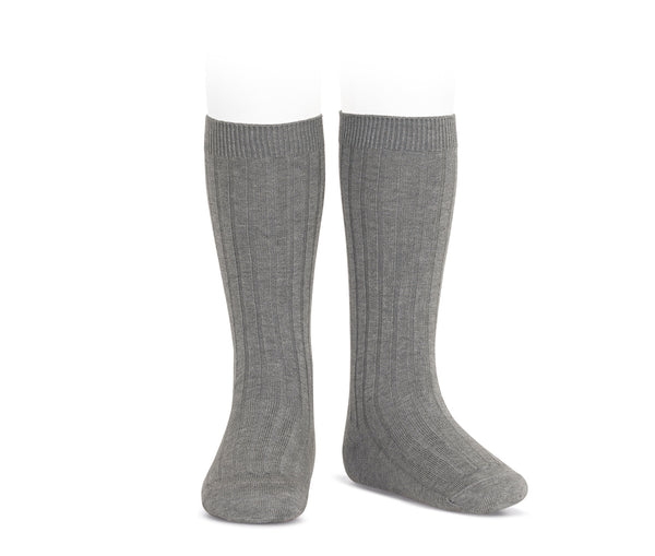 Ribbed Knee Socks Charcoal - Born Childrens Boutique