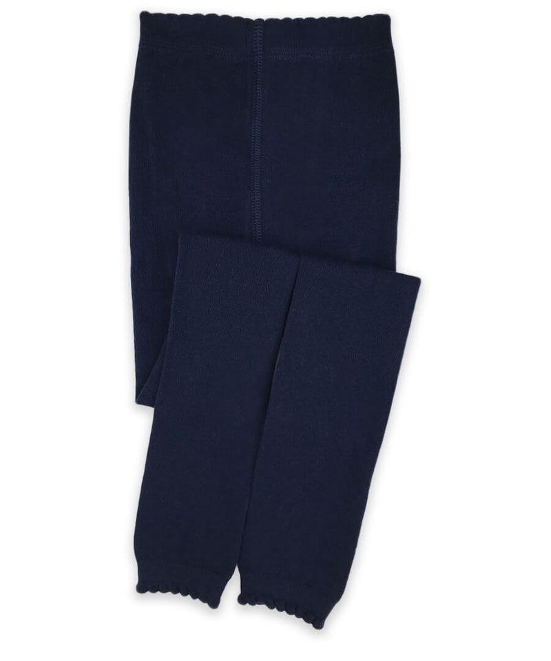 Jeffries Scalloped Pima Cotton Tights Navy - Born Childrens Boutique
