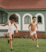 Pre-Order Boardie Red Windowpane Plaid w/ Nantucket Red Waistband - Born Childrens Boutique