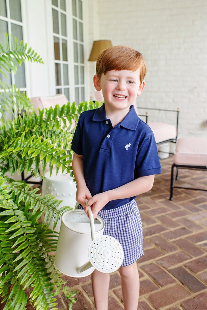 Prim and Proper Polo Nantucket Navy With Worth Avenue White Stork - Born Childrens Boutique