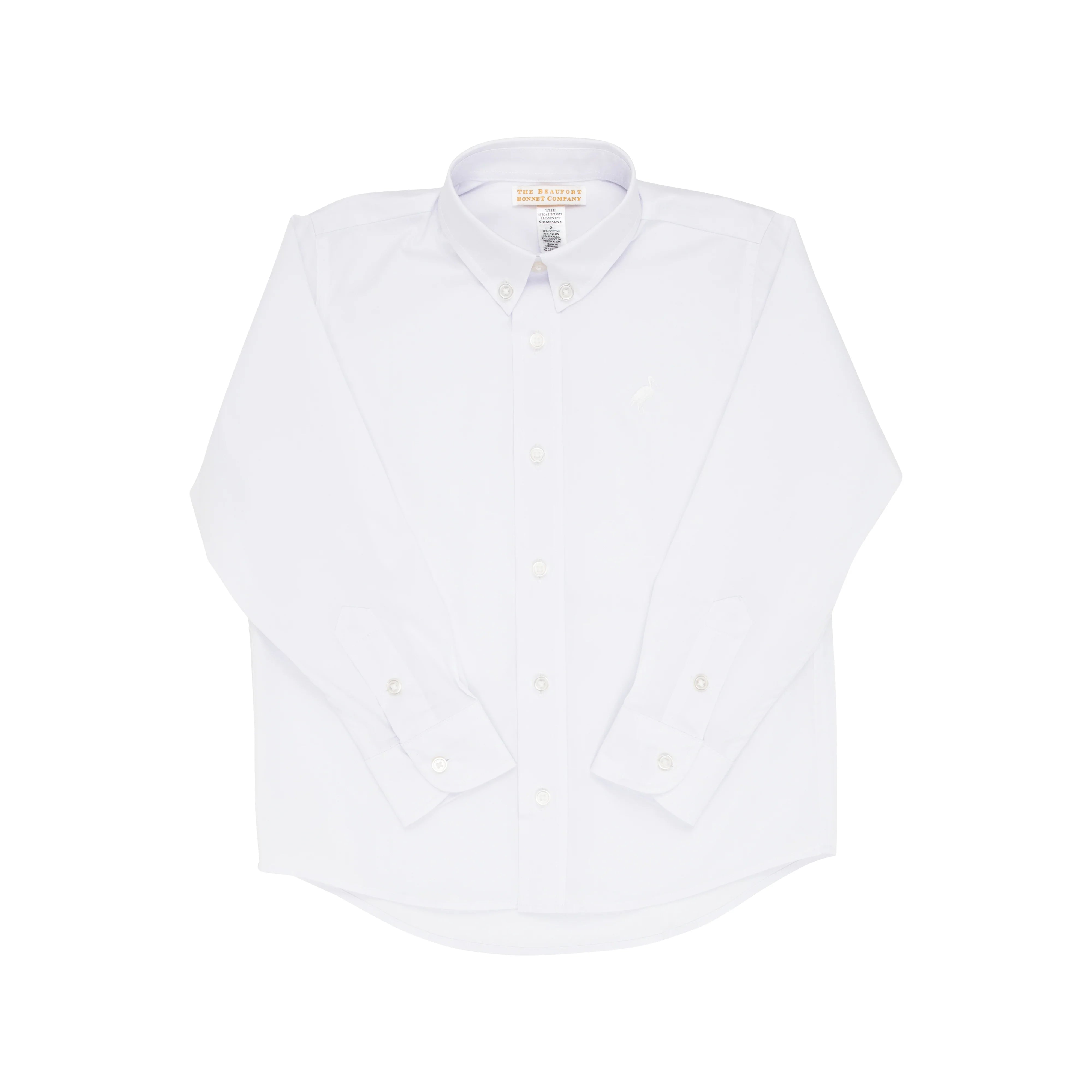 Dean's List Dress Shirt (Oxford) Worth Avenue White With Worth Avenue White Stork - Born Childrens Boutique