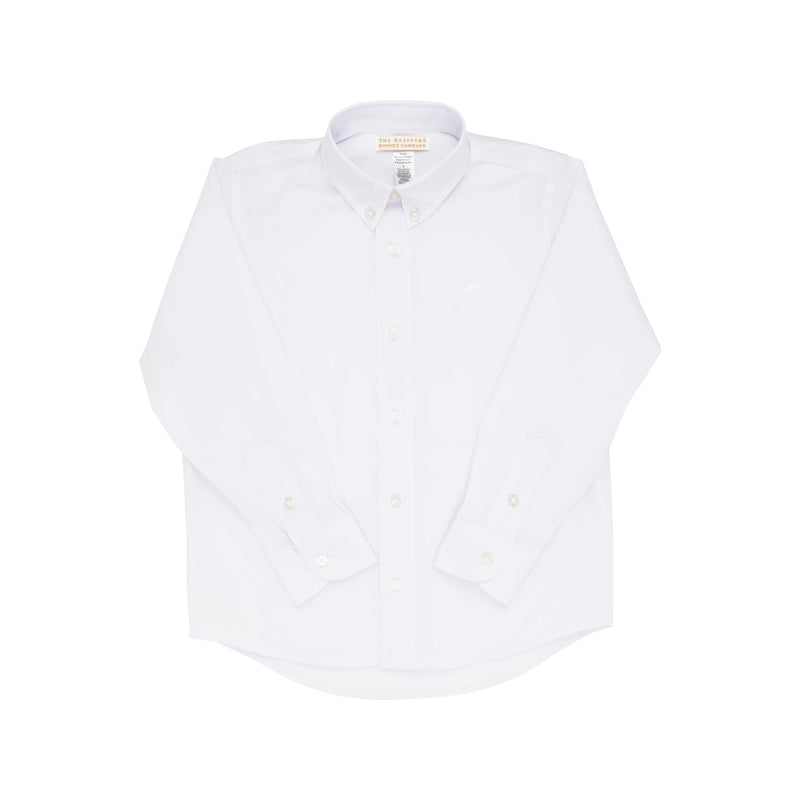 Dean's List Dress Shirt (Oxford) Worth Avenue White With Worth Avenue White Stork - Born Childrens Boutique