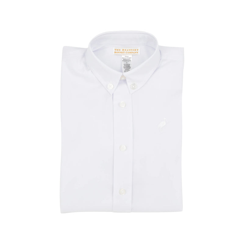 Dean's List Dress Shirt (Oxford) Worth Avenue White With Worth Avenue White Stork - Born Childrens Boutique