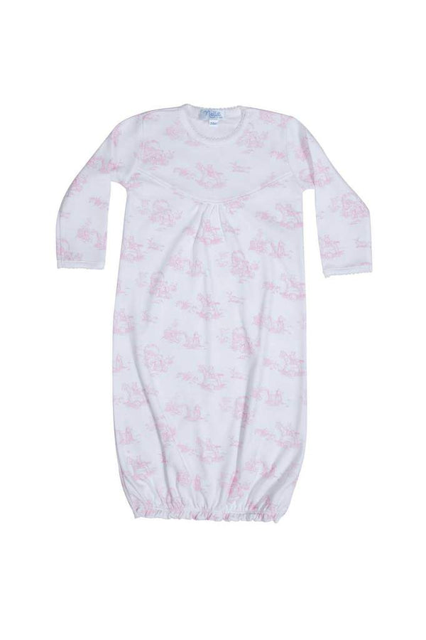 Pink Toile Baby Gown - Born Childrens Boutique
