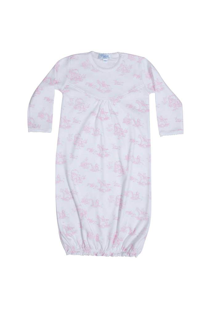 Pink Toile Baby Gown - Born Childrens Boutique