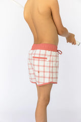 Pre-Order Boardie Red Windowpane Plaid w/ Nantucket Red Waistband - Born Childrens Boutique