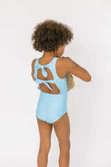 Pre-Order Double Bow Tie Knot One Piece Blue Star - Born Childrens Boutique