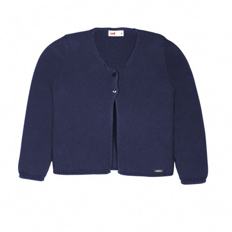 Garter Stitch Cardigan Navy - Born Childrens Boutique