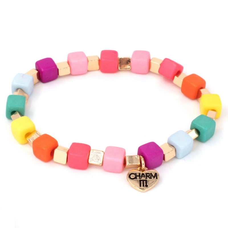 Charm It! Cube Stretch Bead Bracelet - Born Childrens Boutique