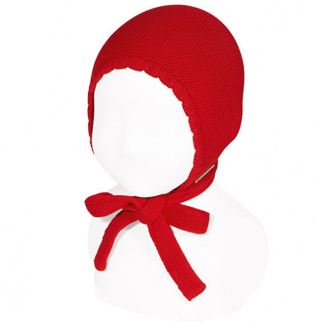 Garter Stitch Bonnet Red - Born Childrens Boutique
