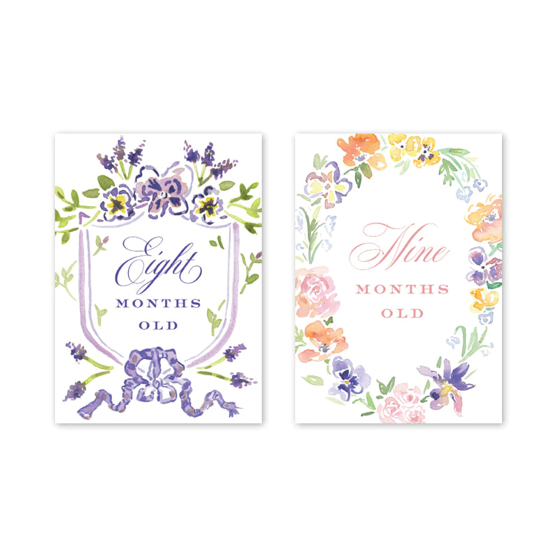 Floral Crest  Milestone Cards - Born Childrens Boutique