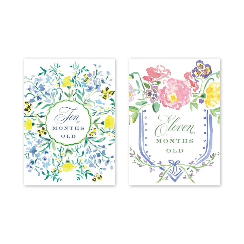 Floral Crest  Milestone Cards - Born Childrens Boutique