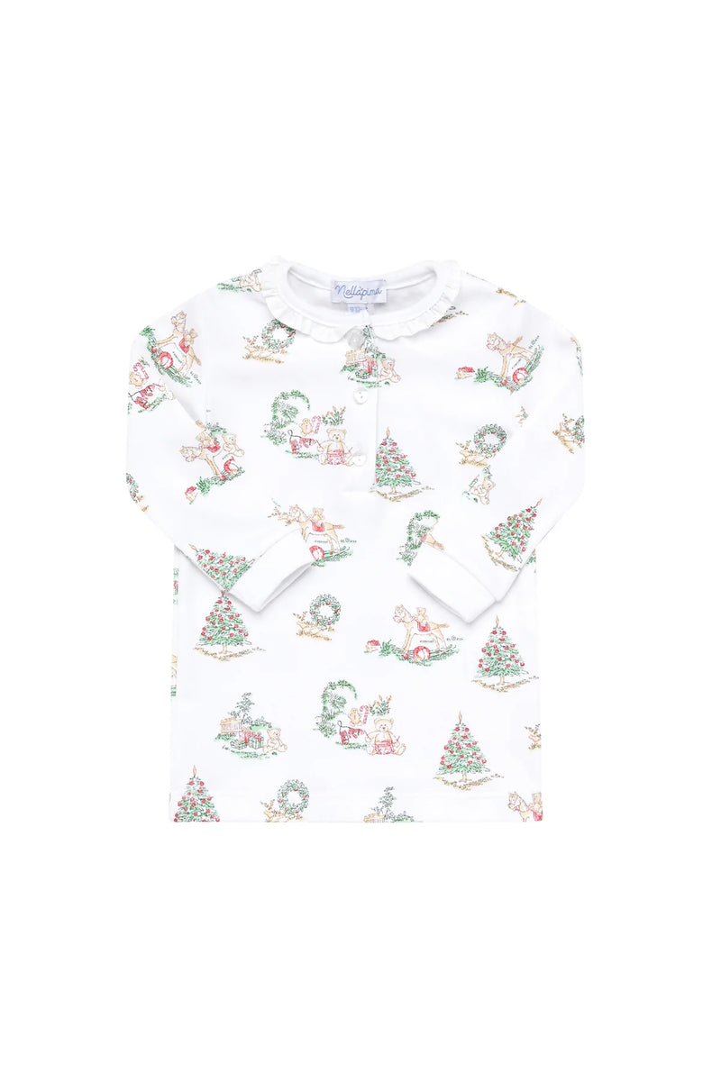 Girl Christmas Toile Pajamas Set - Born Childrens Boutique