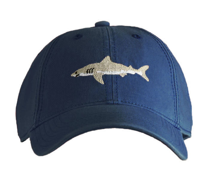 Kids Baseball Hat, Great White Shark on Navy - Born Childrens Boutique