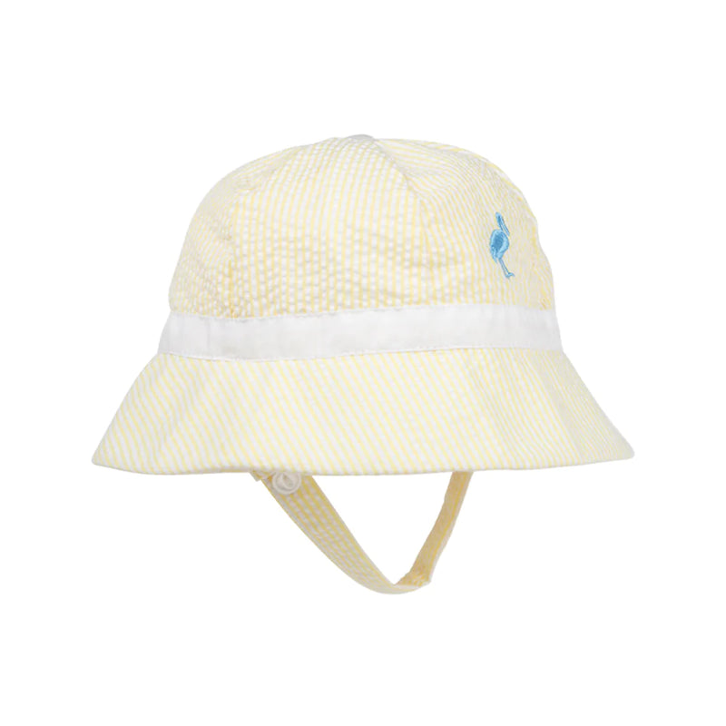 Henry's Boating Bucket Seaside Sunny Yellow Seersucker With Worth Avenue White - Born Childrens Boutique