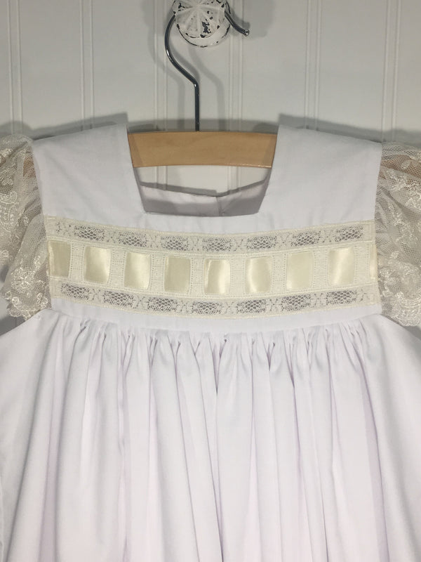 Heirloom Sleeveless Dress White with Ecru - Born Childrens Boutique