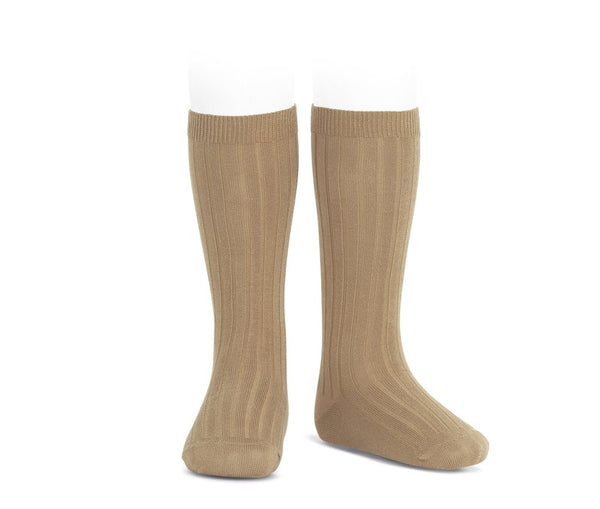 Ribbed Knee Socks Turron (Tan) - Born Childrens Boutique