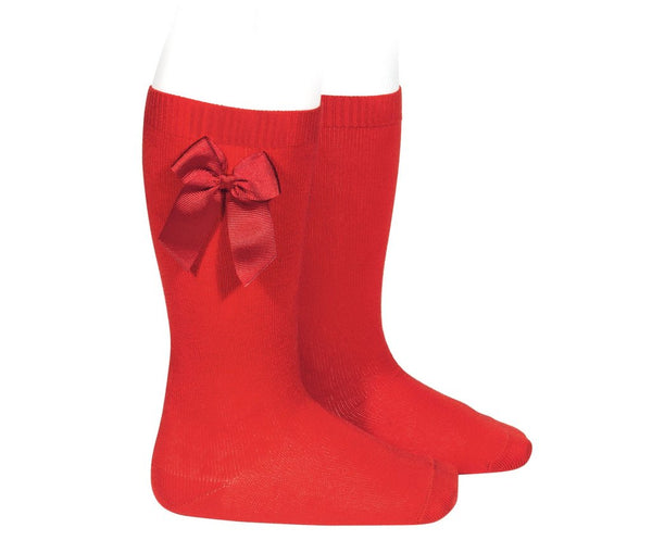 Knee Socks with Grosgain Bow Red - Born Childrens Boutique