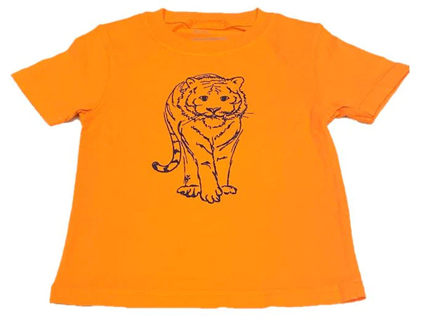 Short Sleeve Orange/Navy Forward Tiger Shirt - Born Childrens Boutique