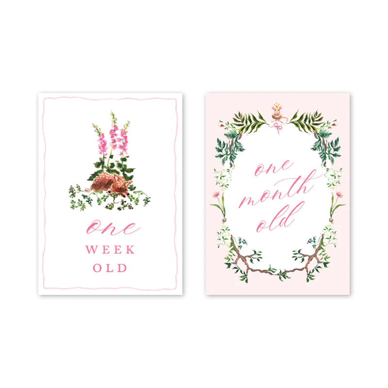 Woodland Pink Milestone Cards - Born Childrens Boutique