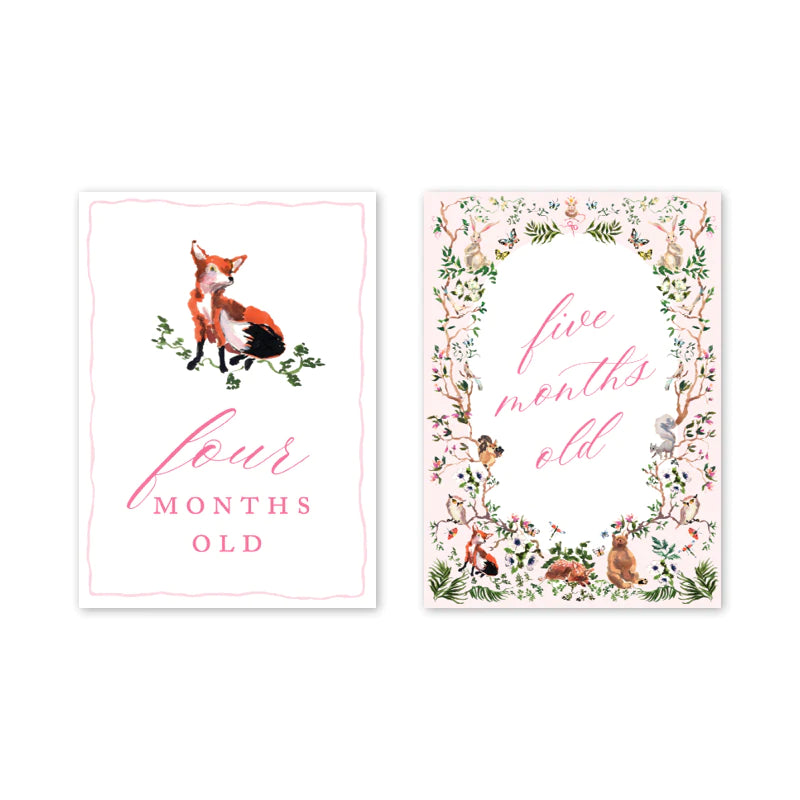 Woodland Pink Milestone Cards - Born Childrens Boutique