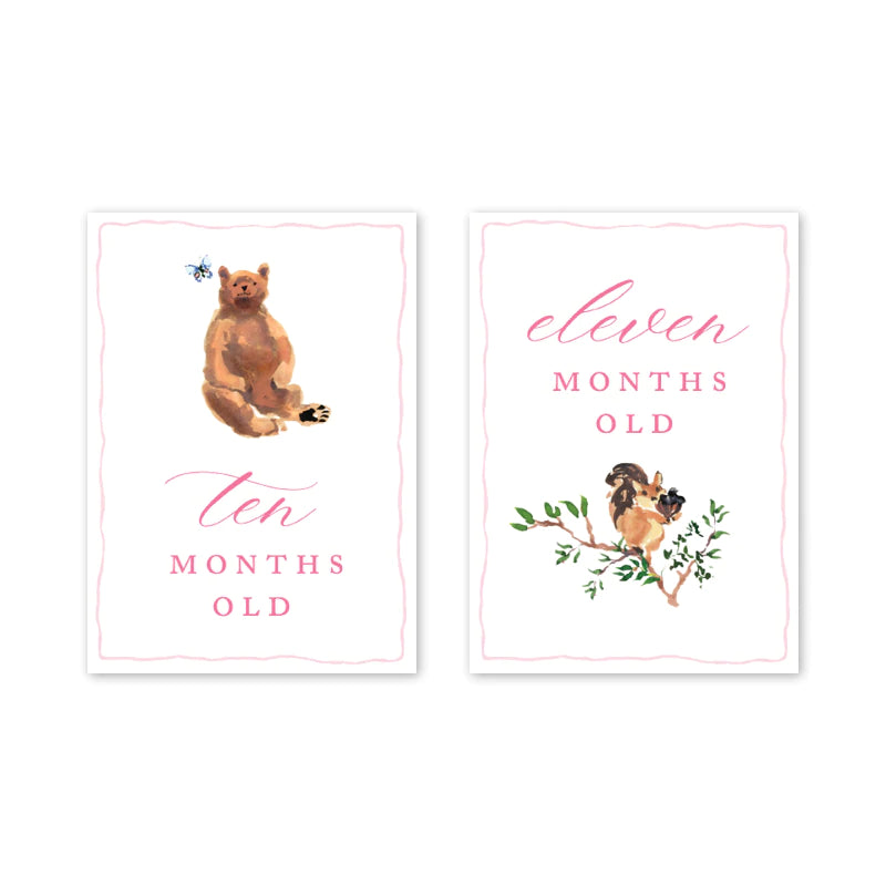 Woodland Pink Milestone Cards - Born Childrens Boutique
