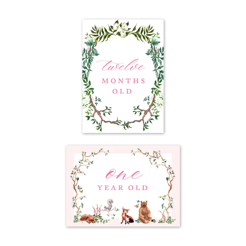 Woodland Pink Milestone Cards - Born Childrens Boutique