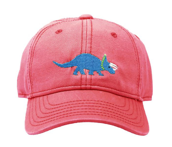 Kids Baseball Hat, Triceratops on Red - Born Childrens Boutique