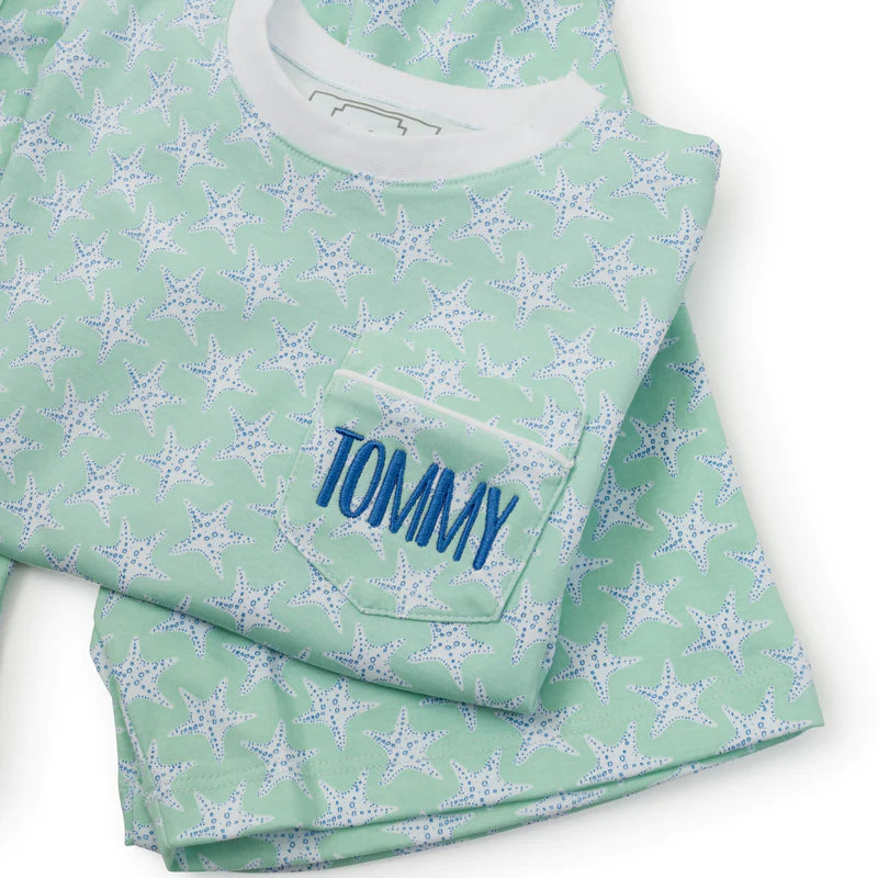 Lila + Hayes Charles Short Set, STARS BY THE SEA GREEN - Born Childrens Boutique