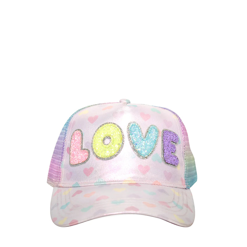 Love Printed Baseball Hat - Pink Multi Hearts - Born Childrens Boutique
